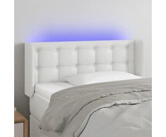 Galvūgalis su LED, baltos spalvos, 83x16x78/88cm, dirbtinė oda