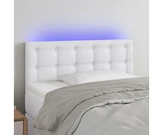 Galvūgalis su LED, baltos spalvos, 90x5x78/88cm, dirbtinė oda