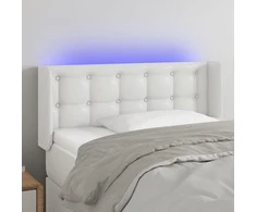 Galvūgalis su LED, baltos spalvos, 93x16x78/88cm, dirbtinė oda