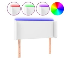 Galvūgalis su LED, baltos spalvos, 93x16x78/88cm, dirbtinė oda