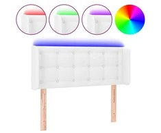 Galvūgalis su LED, baltos spalvos, 93x16x78/88cm, dirbtinė oda