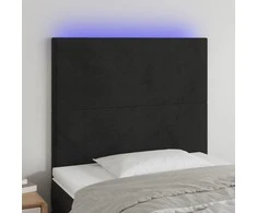Galvūgalis su LED, juodos spalvos, 100x5x118/128cm, aksomas
