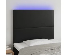 Galvūgalis su LED, juodos spalvos, 100x5x118/128cm dirbtinė oda