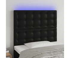 Galvūgalis su LED, juodos spalvos, 100x5x118/128cm dirbtinė oda