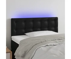 Galvūgalis su LED, juodos spalvos, 100x5x78/88cm, dirbtinė oda