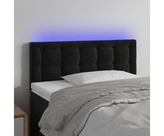 Galvūgalis su LED, juodos spalvos, 100x5x78/88cm, aksomas