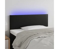 Galvūgalis su LED, juodos spalvos, 100x5x78/88cm, dirbtinė oda