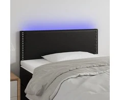 Galvūgalis su LED, juodos spalvos, 100x5x78/88cm, dirbtinė oda