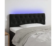 Galvūgalis su LED, juodos spalvos, 100x7x78/88cm, aksomas