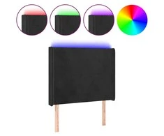 Galvūgalis su LED, juodos spalvos, 103x16x118/128cm, aksomas
