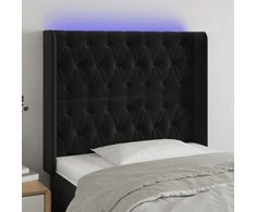 Galvūgalis su LED, juodos spalvos, 103x16x118/128cm, aksomas