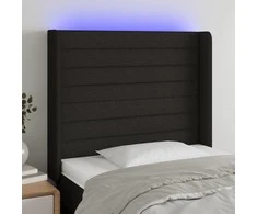 Galvūgalis su LED, juodos spalvos, 103x16x118/128cm, audinys