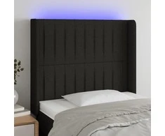 Galvūgalis su LED, juodos spalvos, 103x16x118/128cm, audinys