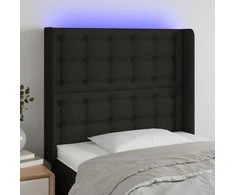 Galvūgalis su LED, juodos spalvos, 103x16x118/128cm, audinys