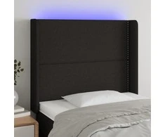 Galvūgalis su LED, juodos spalvos, 103x16x118/128cm, audinys