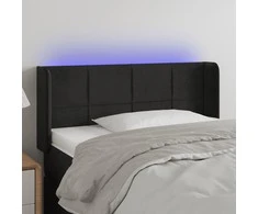 Galvūgalis su LED, juodos spalvos, 103x16x78/88cm, aksomas
