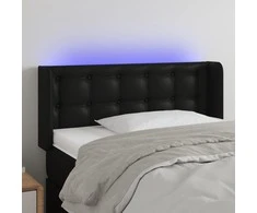 Galvūgalis su LED, juodos spalvos, 103x16x78/88cm, dirbtinė oda