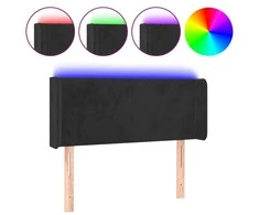 Galvūgalis su LED, juodos spalvos, 103x16x78/88cm, aksomas