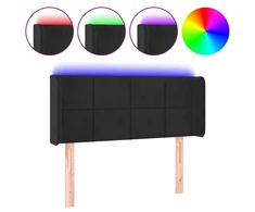 Galvūgalis su LED, juodos spalvos, 103x16x78/88cm, aksomas
