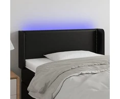 Galvūgalis su LED, juodos spalvos, 103x16x78/88cm, dirbtinė oda