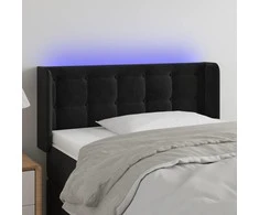 Galvūgalis su LED, juodos spalvos, 103x16x78/88cm, aksomas