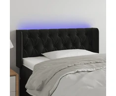 Galvūgalis su LED, juodos spalvos, 103x16x78/88cm, aksomas
