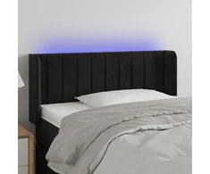 Galvūgalis su LED, juodos spalvos, 103x16x78/88cm, aksomas