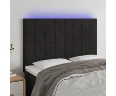 Galvūgalis su LED, juodos spalvos, 144x5x118/128cm, aksomas