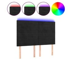 Galvūgalis su LED, juodos spalvos, 144x5x118/128cm, aksomas