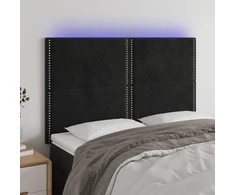 Galvūgalis su LED, juodos spalvos, 144x5x118/128cm, aksomas