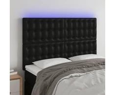 Galvūgalis su LED, juodos spalvos, 144x5x118/128cm dirbtinė oda
