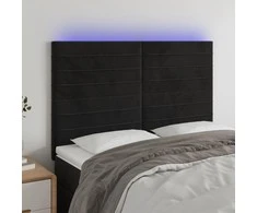 Galvūgalis su LED, juodos spalvos, 144x5x118/128cm, aksomas