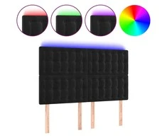 Galvūgalis su LED, juodos spalvos, 144x5x118/128cm, aksomas
