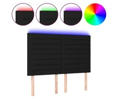 Galvūgalis su LED, juodos spalvos, 144x5x118/128cm, audinys