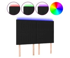 Galvūgalis su LED, juodos spalvos, 144x5x118/128cm, audinys