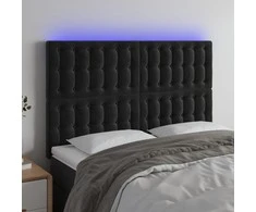 Galvūgalis su LED, juodos spalvos, 144x5x118/128cm, aksomas
