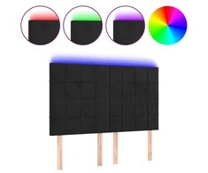 Galvūgalis su LED, juodos spalvos, 144x5x118/128cm, aksomas