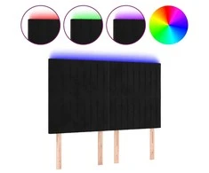 Galvūgalis su LED, juodos spalvos, 144x5x118/128cm, aksomas