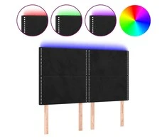 Galvūgalis su LED, juodos spalvos, 144x5x118/128cm, aksomas