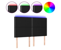 Galvūgalis su LED, juodos spalvos, 144x5x118/128cm, audinys