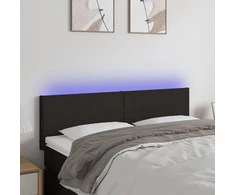 Galvūgalis su LED, juodos spalvos, 144x5x78/88cm, audinys