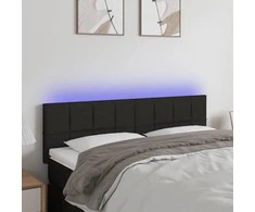 Galvūgalis su LED, juodos spalvos, 144x5x78/88cm, audinys