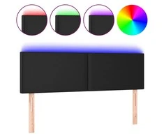 Galvūgalis su LED, juodos spalvos, 144x5x78/88cm, dirbtinė oda