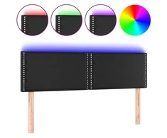 Galvūgalis su LED, juodos spalvos, 144x5x78/88cm, dirbtinė oda