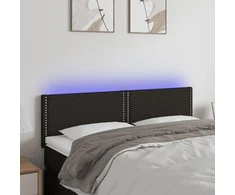 Galvūgalis su LED, juodos spalvos, 144x5x78/88cm, audinys