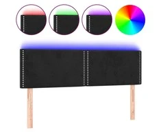 Galvūgalis su LED, juodos spalvos, 144x5x78/88cm, aksomas