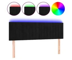 Galvūgalis su LED, juodos spalvos, 144x5x78/88cm, aksomas