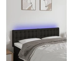 Galvūgalis su LED, juodos spalvos, 144x5x78/88cm, audinys