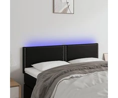 Galvūgalis su LED, juodos spalvos, 144x5x78/88cm, dirbtinė oda