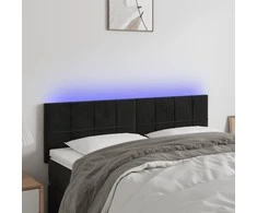 Galvūgalis su LED, juodos spalvos, 144x5x78/88cm, aksomas